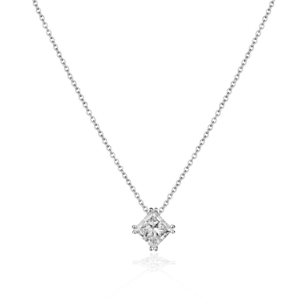 Princess diamond solitaire necklace