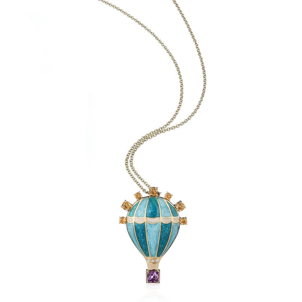 Hot-air balloon necklace in Water