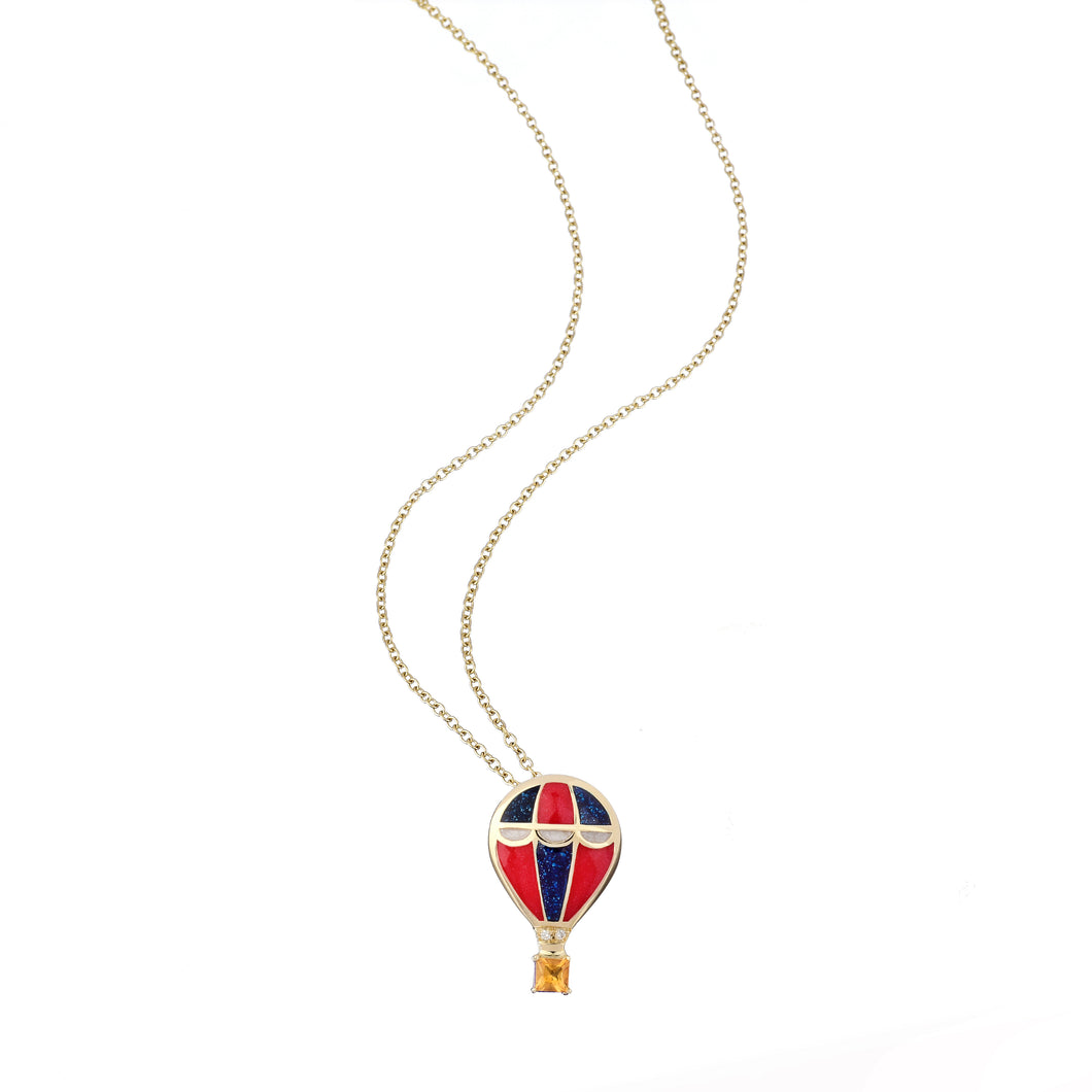 Hot-air balloon small necklace in Fire