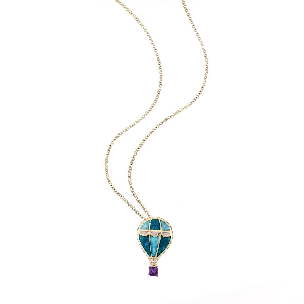 Hot-air balloon small necklace in Water